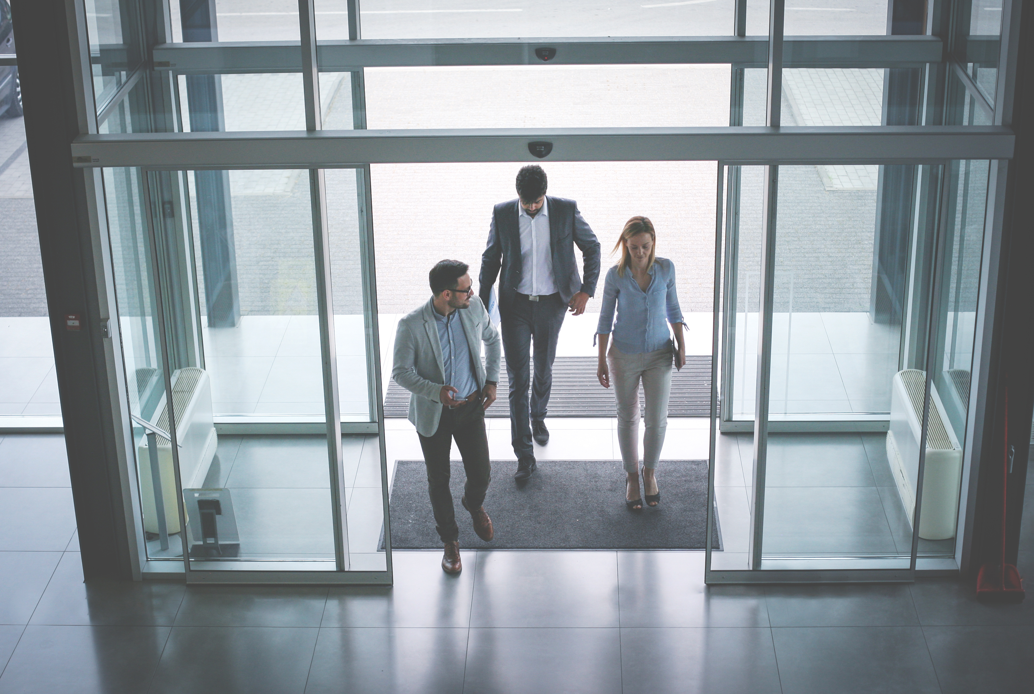 Employees Entering Office